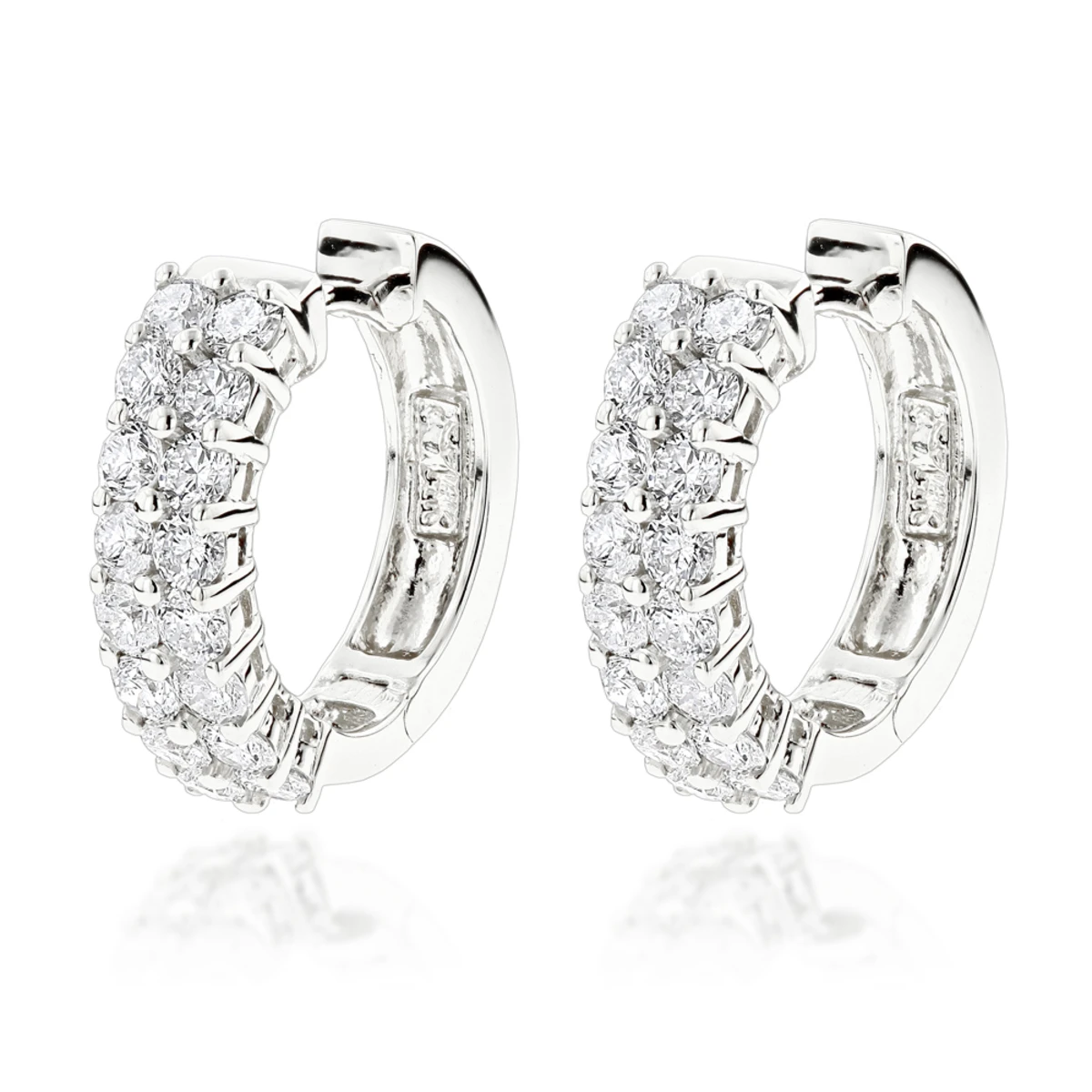 Diamond Hoop Earrings 14K Yellow Gold 1.73ct 4 Diamond Hoop Earrings 14K Yellow Gold 1.73ct - Image 2
