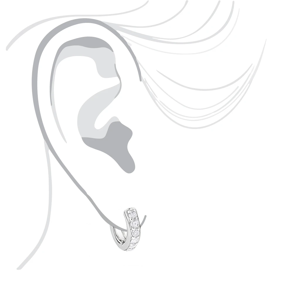 14K Gold Small Diamond Hoop Earrings Huggies 1/2ct 7 14K Gold Small Diamond Hoop Earrings Huggies 1/2ct - Image 5