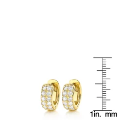 Diamond Hoop Earrings 14K Yellow Gold 1 Carat Diamond Huggie Earrings -Outlet Radiant Bijou Store diamond hoop earrings 14k diamond huggie earrings 94ct p 6266 rulerye
