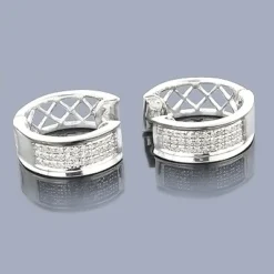 Diamond Hoop Huggie Earrings In Sterling Silver .30ct