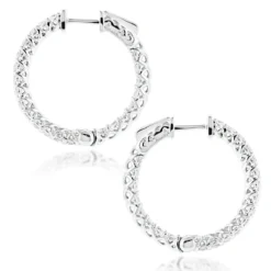 Diamond Hoops 14K White Gold Diamond Hoop Earrings Inside Out 1.87 11 Diamond Hoops 14K White Gold Diamond Hoop Earrings Inside Out 1.87 -Outlet Radiant Bijou Store diamond hoops 14k diamond hoop earrings inside out 187 p 11 backwh