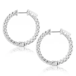 1in Diamond Hoops 14K White Gold Inside Out Diamond Hoop Earrings For Women 2.2ct -Outlet Radiant Bijou Store diamond hoops 14k diamond hoop earrings inside out 264 p 10 backwh