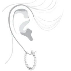 1in Diamond Hoops 14K White Gold Inside Out Diamond Hoop Earrings For Women 2.2ct -Outlet Radiant Bijou Store diamond hoops 14k diamond hoop earrings inside out 264 p 10 bodwh