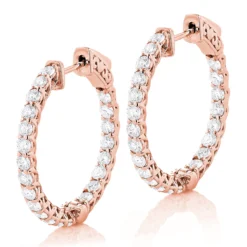 1in Diamond Hoops 14K White Gold Inside Out Diamond Hoop Earrings For Women 2.2ct -Outlet Radiant Bijou Store diamond hoops 14k diamond hoop earrings inside out 264 p 10 ro