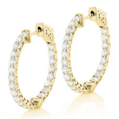 1in Diamond Hoops 14K White Gold Inside Out Diamond Hoop Earrings For Women 2.2ct -Outlet Radiant Bijou Store diamond hoops 14k diamond hoop earrings inside out 264 p 10 ye