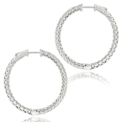 Diamond Hoops 14K White Gold Diamond Hoop Earrings Inside Out 3.5ct -Outlet Radiant Bijou Store diamond hoops 14k diamond hoop earrings inside out 444 p 7044 backwh