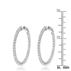Diamond Hoops 14K White Gold Diamond Hoop Earrings Inside Out 3.5ct -Outlet Radiant Bijou Store diamond hoops 14k diamond hoop earrings inside out 444 p 7044 rulerwh