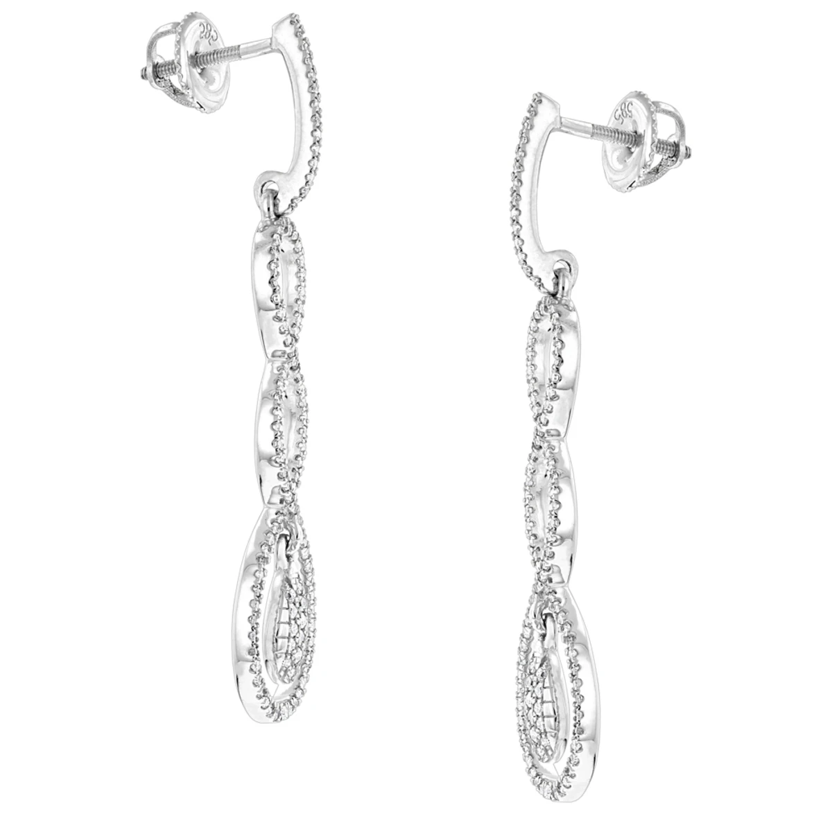 Diamond Infinity Earrings For Women 14K White Gold 0.5ct 6 Diamond Infinity Earrings For Women 14K White Gold 0.5ct - Image 4