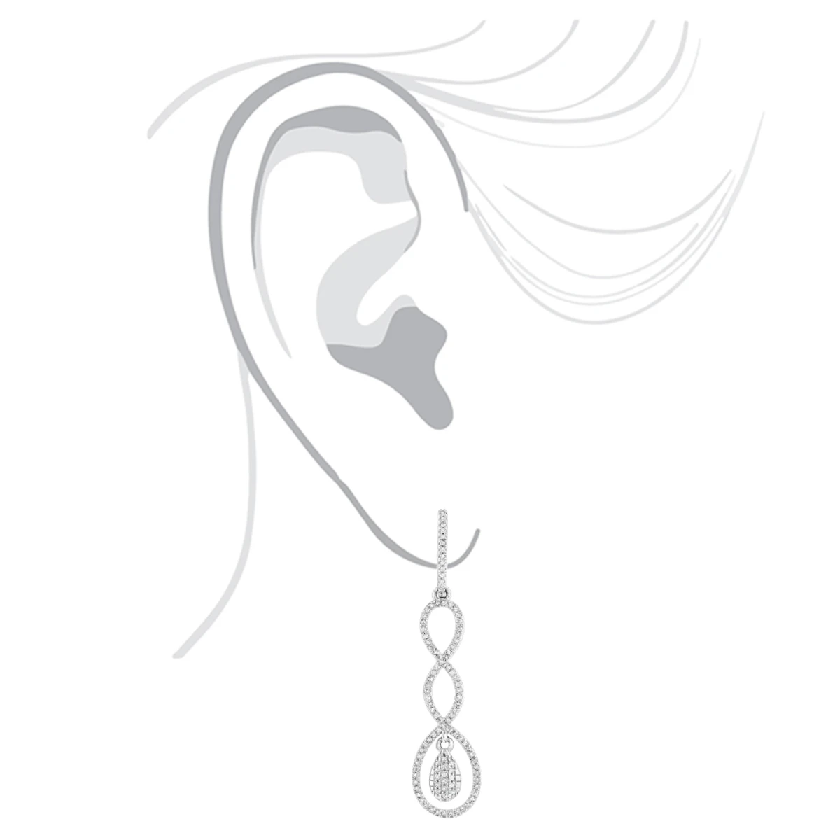 Diamond Infinity Earrings For Women 14K White Gold 0.5ct 8 Diamond Infinity Earrings For Women 14K White Gold 0.5ct - Image 6