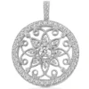 Diamond 14K White Gold Filigree Circle Diamond Pendant 1.15 -Outlet Radiant Bijou Store diamond pendants 14k filigree circle diamond pendant 115 p 27270 white 20220426