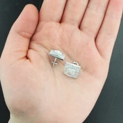 Diamond Pyramid Earrings 14K White Gold 1.40ct -Outlet Radiant Bijou Store diamond pyramid earrings 14k 140ct p 44647back