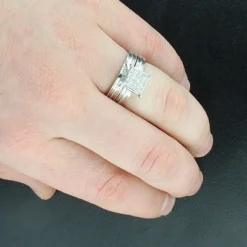 Diamond Ring Set Trio 14K White Gold 0.74ct -Outlet Radiant Bijou Store diamond ring set trio 14k 074ct p 44717box