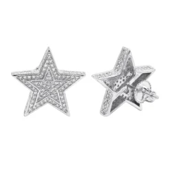 Large Diamond Star Earrings 0.20ct Sterling Silver