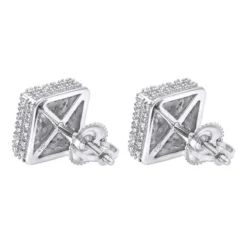 Pave Diamond Stud Earrings Under 300 - 10K White Gold Square Studs 0.33ct -Outlet Radiant Bijou Store diamond stud earrings under 300 10k gold studs 029ct backwh