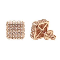 Pave Diamond Stud Earrings Under 300 - 10K White Gold Square Studs 0.33ct -Outlet Radiant Bijou Store diamond stud earrings under 300 10k gold studs 029ct ro