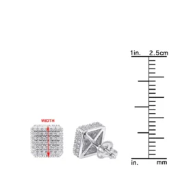 Pave Diamond Stud Earrings Under 300 - 10K White Gold Square Studs 0.33ct -Outlet Radiant Bijou Store diamond stud earrings under 300 10k gold studs 029ct rulerwh