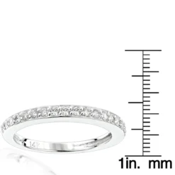 Thin Diamond Wedding Bands 14K White Gold 0.34ct Stackable Ladies Ring -Outlet Radiant Bijou Store diamond wedding bands 14k gold round diamond band 34ct p 6148 rulerwh