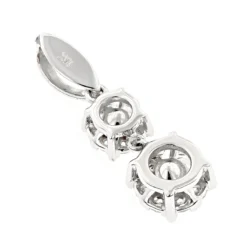 18K White Gold Double Cluster Diamond Pendant 0.49ct By Luccello -Outlet Radiant Bijou Store double cluster diamond pendant 049ct 18k luccello jewelry backwh