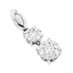 18K White Gold Double Cluster Diamond Pendant 0.49ct By Luccello