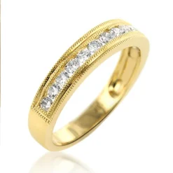 Thin Elegant Diamond Wedding Bands For Women 14K Yellow Gold 0.59ct -Outlet Radiant Bijou Store elegant diamond wedding bands for women 14k 059ct 2