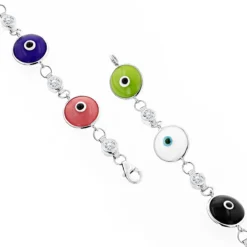 Evil Eyes 14K White Gold Diamond Evil Eye Bracelet Multicolor 0.70 -Outlet Radiant Bijou Store evil eyes 14k diamond evil eye bracelet multicolor 070 p 6227 backwh