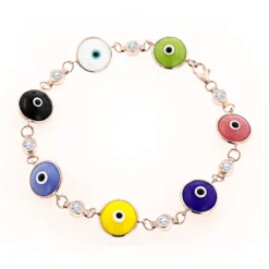 Evil Eyes 14K White Gold Diamond Evil Eye Bracelet Multicolor 0.70 -Outlet Radiant Bijou Store evil eyes 14k diamond evil eye bracelet multicolor 070 p 6227 ro
