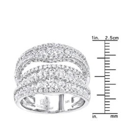 Exquisite 14K White Gold Diamond Cocktail Ring For Women By Luxurman 2.75ct -Outlet Radiant Bijou Store exquisite 14k gold diamond cocktail ring for women by luxurman 275ct rulerwh