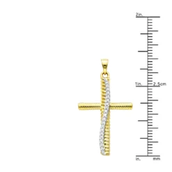 Fancy 14K Yellow Gold Diamond Cross Pendant For Women 0.15ct By Luxurman -Outlet Radiant Bijou Store fancy 14k gold diamond cross pendant for women 015ct by luxurman rulerye