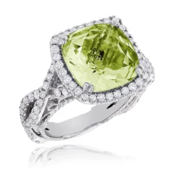 Lemon Quartz Diamond Cocktail Ring 11ct