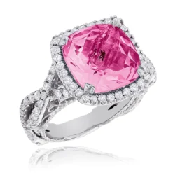 Fine Pink Sapphire Diamond Cocktail Ring 11ct