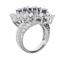 Ladies Diamond And Sapphire Ring 14K White Gold 1.90ctd 1.60cts -Outlet Radiant Bijou Store gemstone jewelry ladies diamond and sapphire ring 14k 190ctd 160cts p 29675 back white