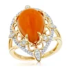 14K Yellow Gold Orange Aventurine Diamond Ring 5ct -Outlet Radiant Bijou Store gemstone jewelry orange aventurine diamond ring 5ct 14k ye