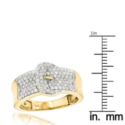 14K Yellow Gold Buckle Ring With Diamonds 0.8ct For Women -Outlet Radiant Bijou Store gold buckle ring with diamonds 14k 1ct womens jewelry p 50292 rulerye