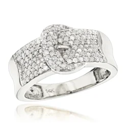 14K Yellow Gold Buckle Ring With Diamonds 0.8ct For Women -Outlet Radiant Bijou Store gold buckle ring with diamonds 14k 1ct womens jewelry p 50292 wh