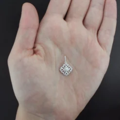 Gold Diamond Flower Pendant 0.29ct 14K White Gold -Outlet Radiant Bijou Store gold diamond flower pendant 029ct 14k gold 2