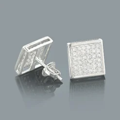 Gold Pave Diamond Stud Earrings 0.41ct 10K White Gold