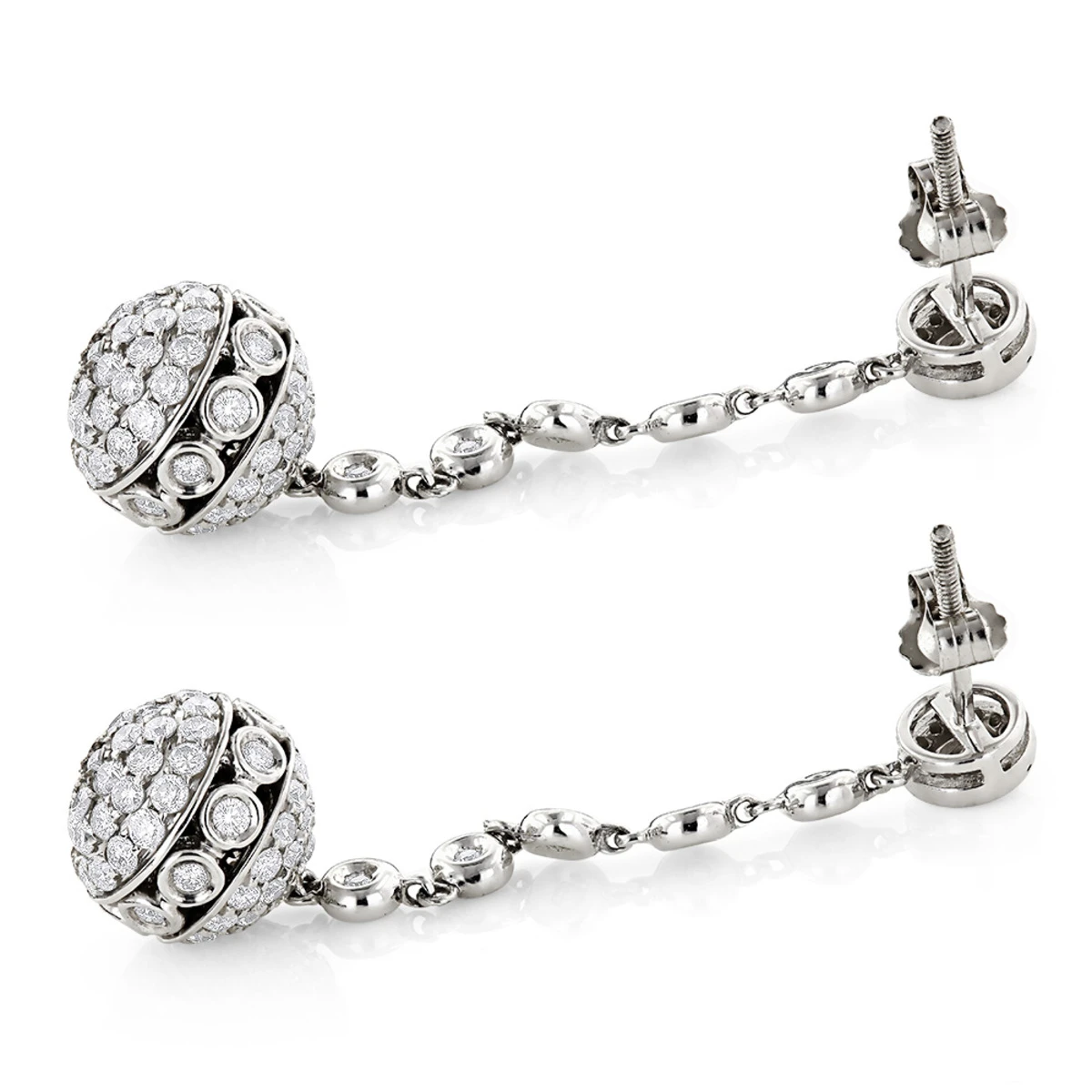 Golden Globes Diamond Dangle Earrings 3ct 14K White Gold 6 Golden Globes Diamond Dangle Earrings 3ct 14K White Gold - Image 4