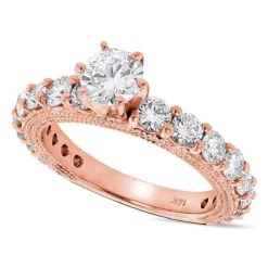 G/VS Round Diamond Engagement Ring 2.5ct 14K White Gold -Outlet Radiant Bijou Store gvs round diamond engagement ring 25ct 14k yellow rose or white gold ro