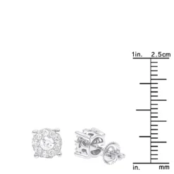 Halo 14K White Gold Cluster Diamond Earrings Studs For Men Or Women 3/4ct -Outlet Radiant Bijou Store halo 14k gold cluster diamond earrings studs for men or women 34ct rulerwh