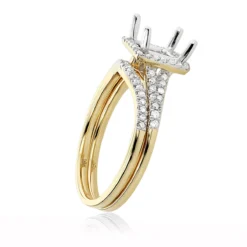 Halo 18K Yellow Gold Princess Cut Diamond Engagement Ring Mounting Set 0.48ct -Outlet Radiant Bijou Store halo 18k gold princess cut diamond engagement ring mounting set 048ct 3