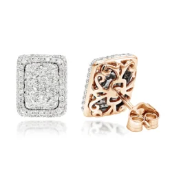 Halo 3 Carat Look Cluster Diamond Stud Earrings 1ct By Luxurman -Outlet Radiant Bijou Store halo 3 carat look cluster diamond stud earrings 1ct by luxurman ro