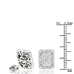 Halo 3 Carat Look Cluster Diamond Stud Earrings 1ct By Luxurman -Outlet Radiant Bijou Store halo 3 carat look cluster diamond stud earrings 1ct by luxurman rulerwh