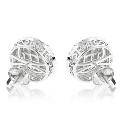 Halo Diamond Cluster Earrings Studs 1.61ct 14K White Gold -Outlet Radiant Bijou Store halo diamond cluster earrings 161ct 14k gold backwh