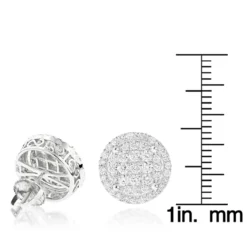 Halo Diamond Cluster Earrings Studs 1.61ct 14K White Gold -Outlet Radiant Bijou Store halo diamond cluster earrings 161ct 14k gold rulerwh