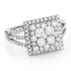 Halo Square Diamond Engagement Ring 14K White Gold Ladies Cluster Ring 1.7ct