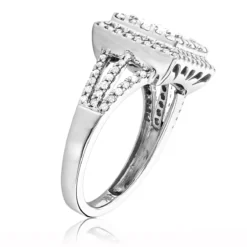 Halo Square Diamond Engagement Ring 14K White Gold Ladies Cluster Ring 1.7ct -Outlet Radiant Bijou Store halo square diamond engagement ring 14k gold ladies cluster ring 17ct 2