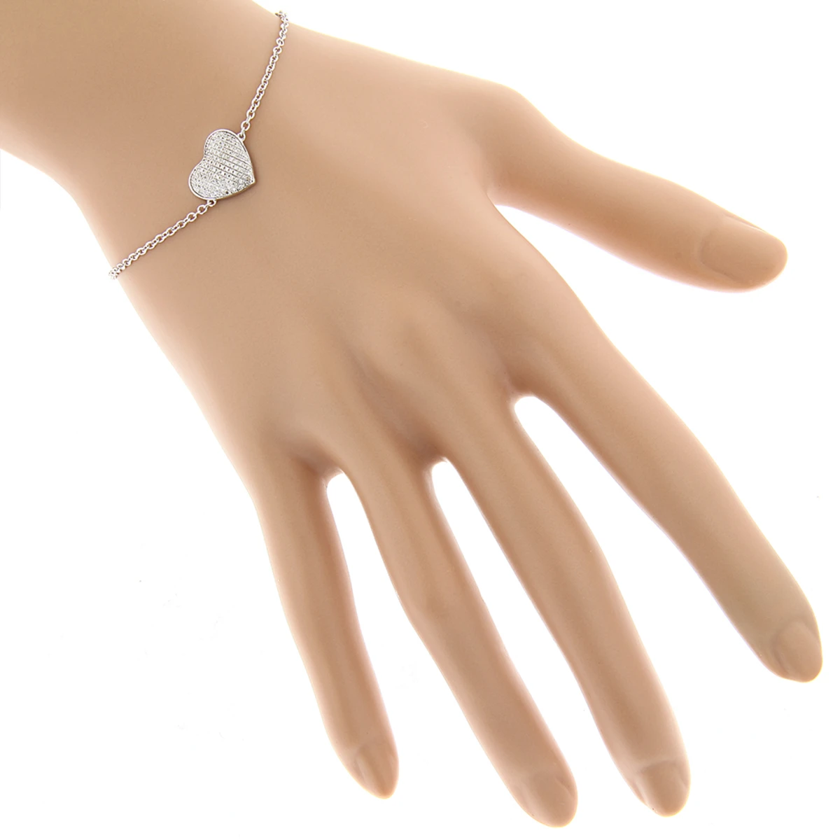 Women's 10K Yellow Gold Diamond Heart Bracelet 1/5ct 6 Women's 10K Yellow Gold Diamond Heart Bracelet 1/5ct - Image 4