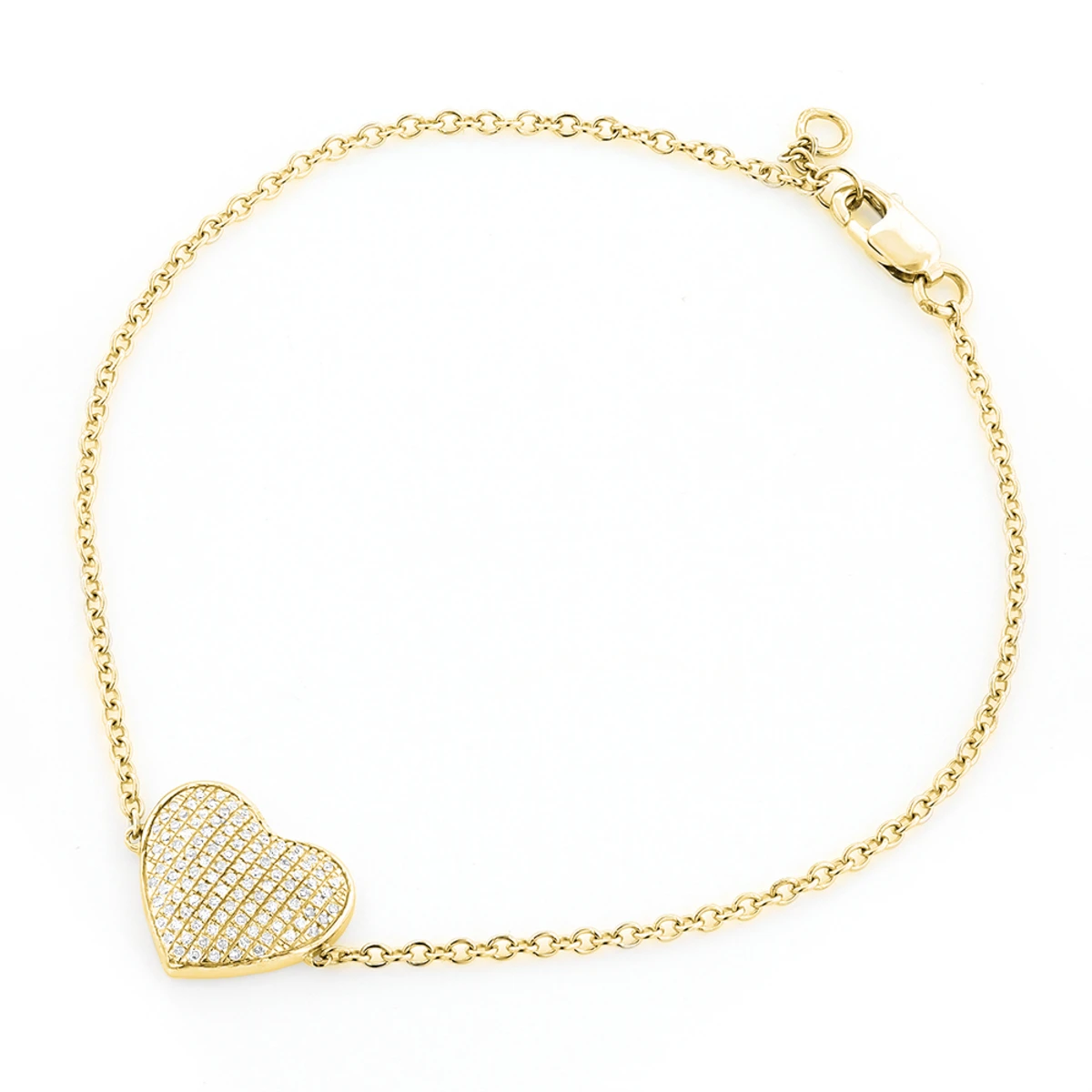Women's 10K Yellow Gold Diamond Heart Bracelet 1/5ct 3 Women's 10K Yellow Gold Diamond Heart Bracelet 1/5ct