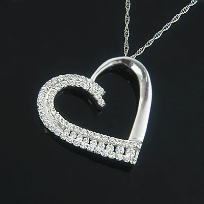 14K White Gold Designer Diamond Heart Pendant 0.56ct 3 14K White Gold Designer Diamond Heart Pendant 0.56ct