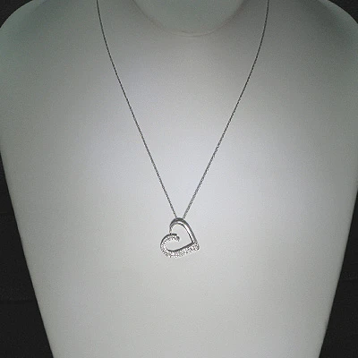 14K White Gold Designer Diamond Heart Pendant 0.56ct 4 14K White Gold Designer Diamond Heart Pendant 0.56ct - Image 2